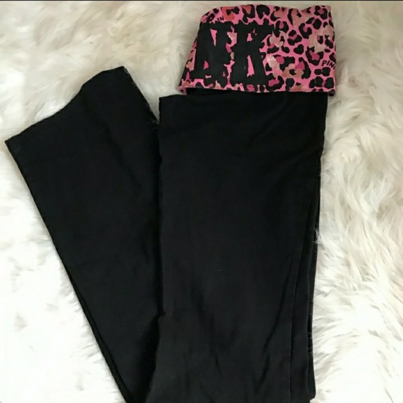 PINK Victoria's Secret Pants - New Victoria's Secret Black Yoga Pants Cheetah-XS